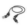 4in1 Multi-Ladekabel, USB-C und USB-A - USB-C und Micro-USB, 1,5 m, Schwarz