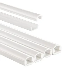 Kabelkanal, 4 Stück, selbstklebend, halbrund, 100 x 1,1 x 1 cm, PVC, Weiß
