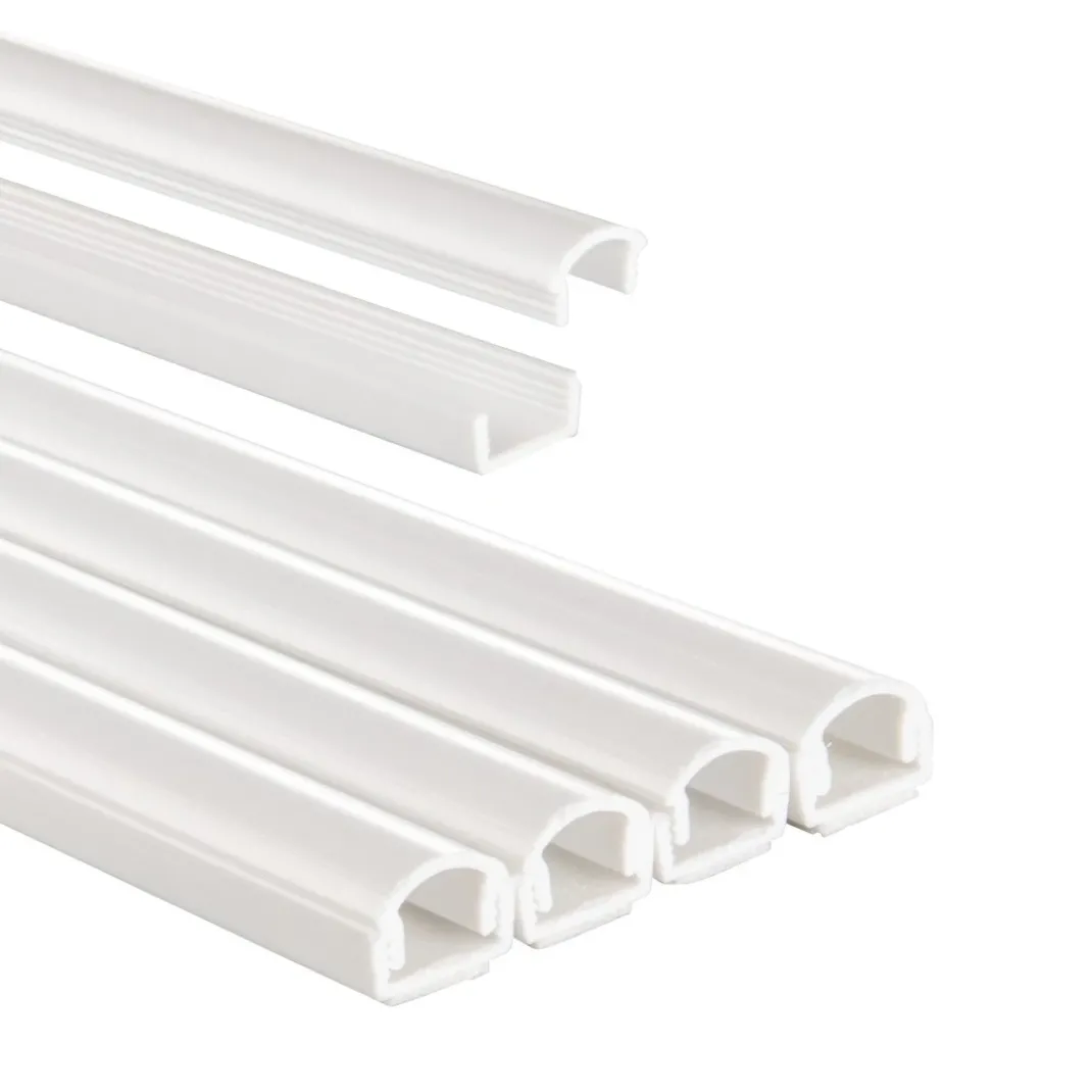 Kabelkanal, 4 Stück, selbstklebend, halbrund, 100 x 1,1 x 1 cm, PVC, Weiß