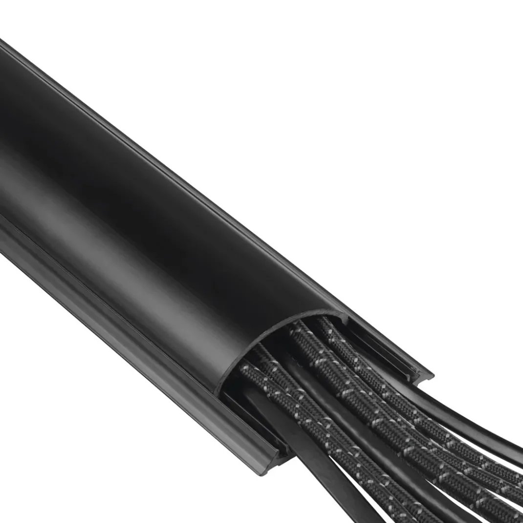 Kabelkanal, selbstklebend, halbrund, 100 x 7 x 2,1 cm, PVC, Schwarz