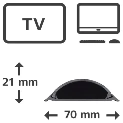 Kabelkanal, selbstklebend, halbrund, 100 x 7 x 2,1 cm, PVC, Schwarz