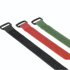 Klett-Kabelbinder mit Öse, wiederverwendbar, 20 x 250 mm, farbig, 9 Stück
