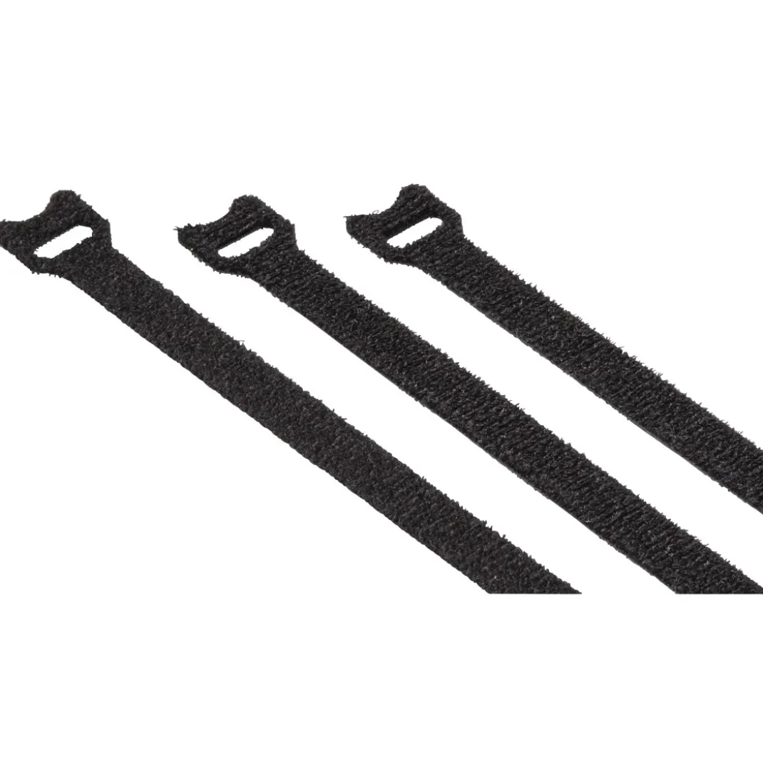 Klett-Kabelbinder, wiederverwendbar, 12 x 200 mm, Schwarz, 20 Stück