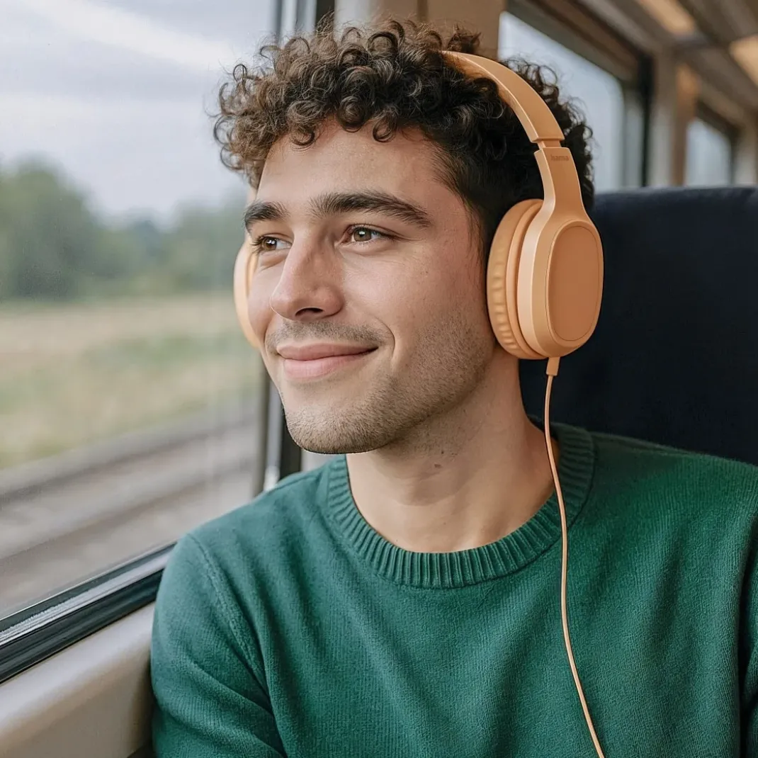 Kopfhörer "Fun C", On-Ear, Mikrofon, einseitige Kabelführung, USB-C, Orange