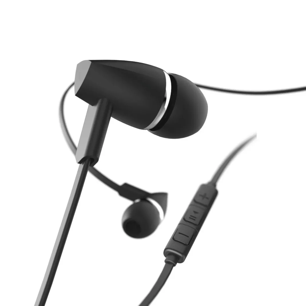 Kopfhörer "Joy", In-Ear, Mikrofon, Flachbandkabel, Schwarz