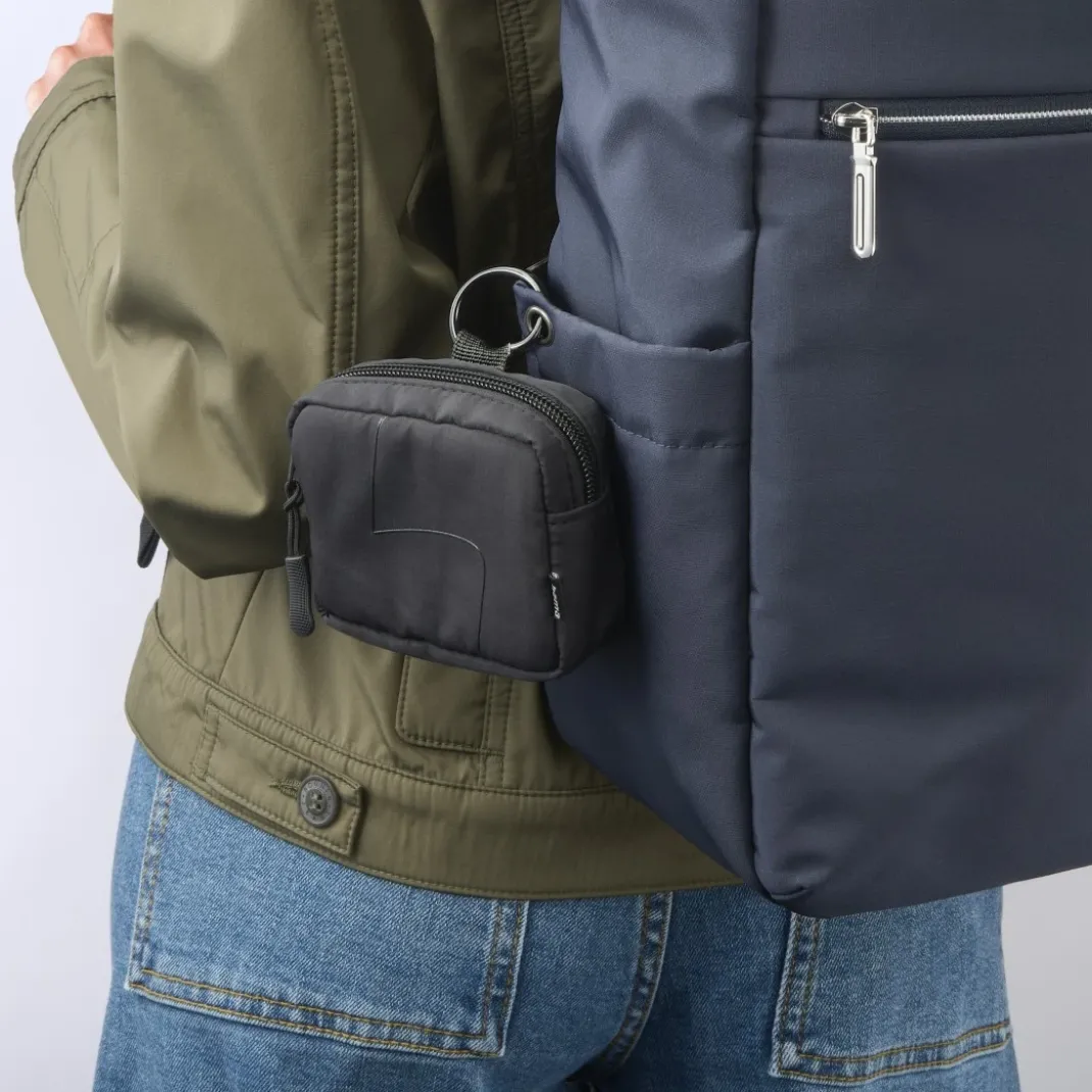 Kopfhörertasche für In-Ear und Zubehör, Karabiner, Organizer, Schwarz
