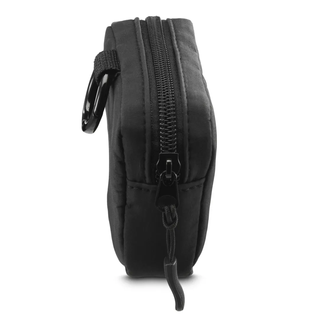 Kopfhörertasche für In-Ear und Zubehör, Karabiner, Organizer, Schwarz