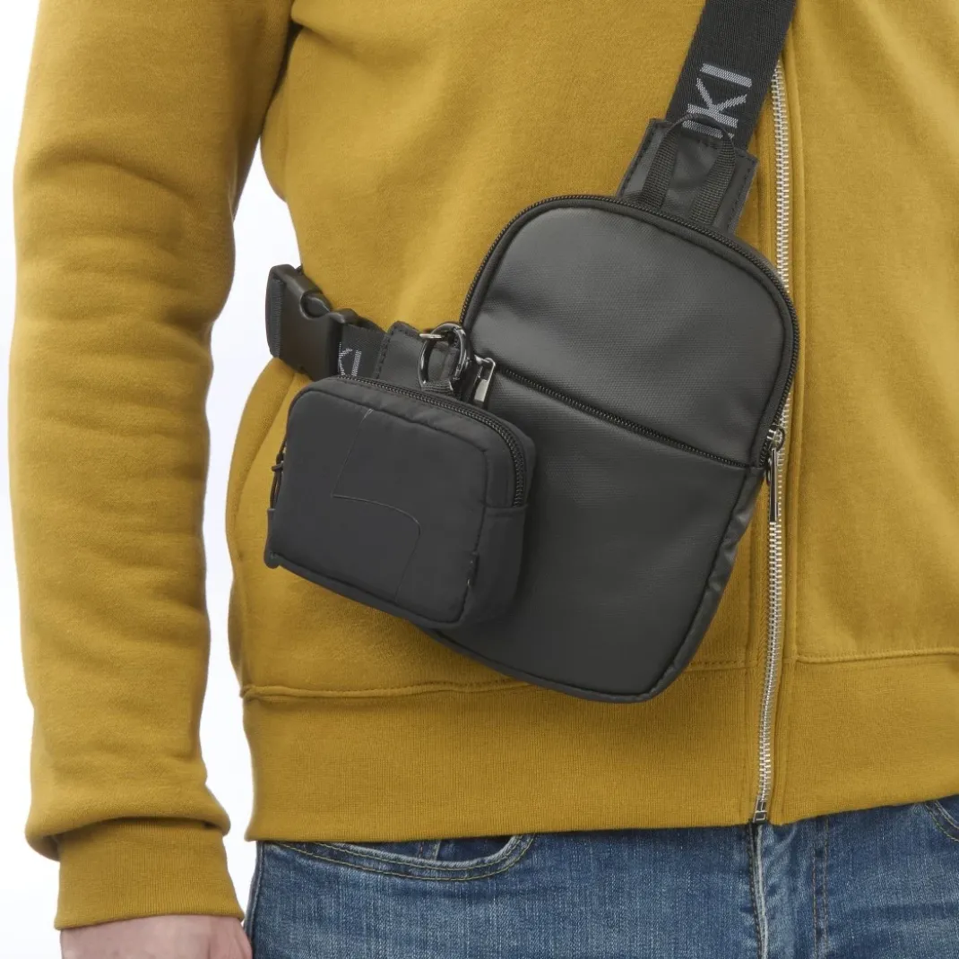 Kopfhörertasche für In-Ear und Zubehör, Karabiner, Organizer, Schwarz