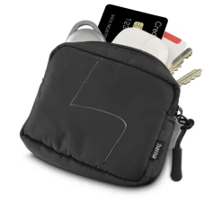 Kopfhörertasche für In-Ear und Zubehör, Karabiner, Organizer, Schwarz
