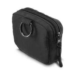 Kopfhörertasche für In-Ear und Zubehör, Karabiner, Organizer, Schwarz