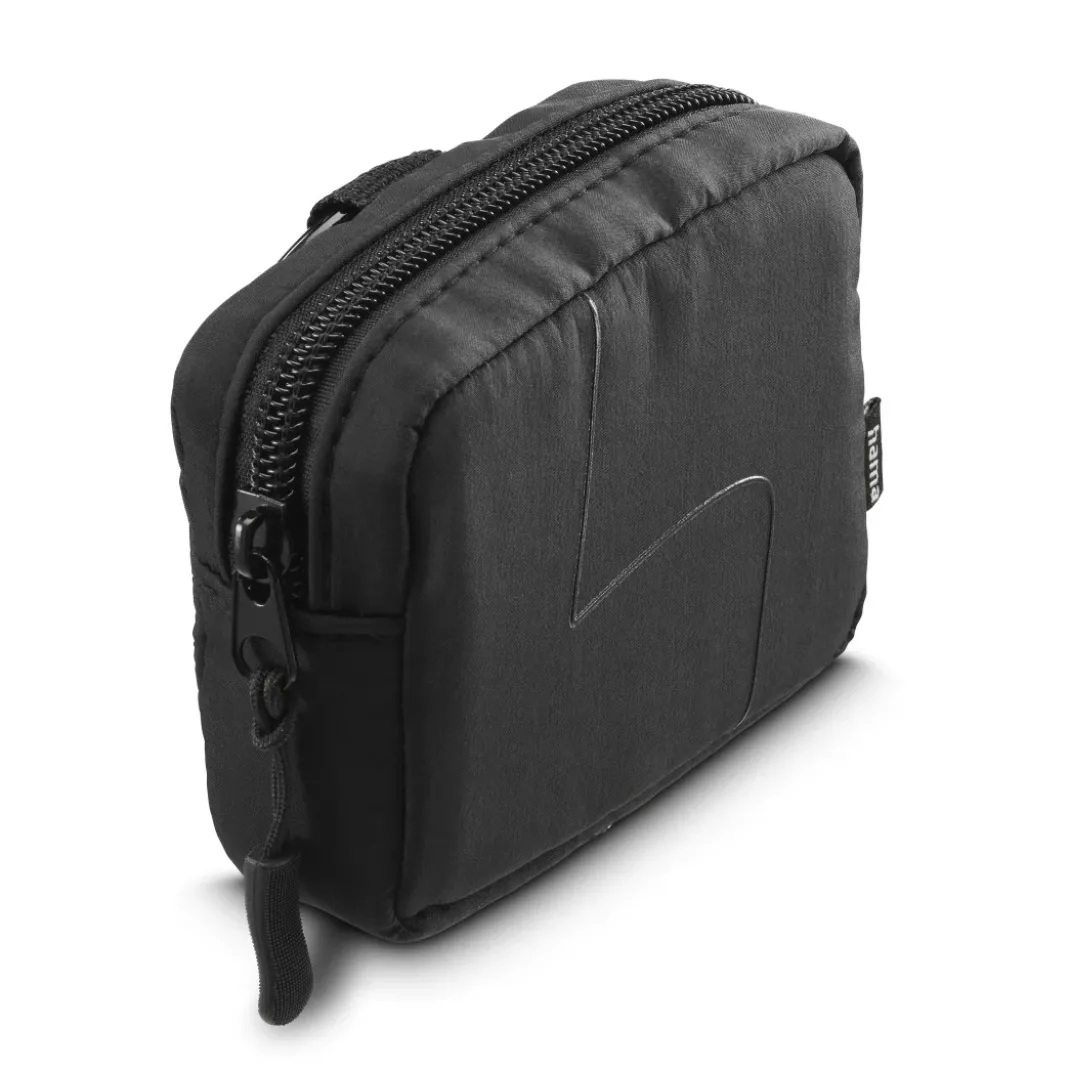 Kopfhörertasche für In-Ear und Zubehör, Karabiner, Organizer, Schwarz