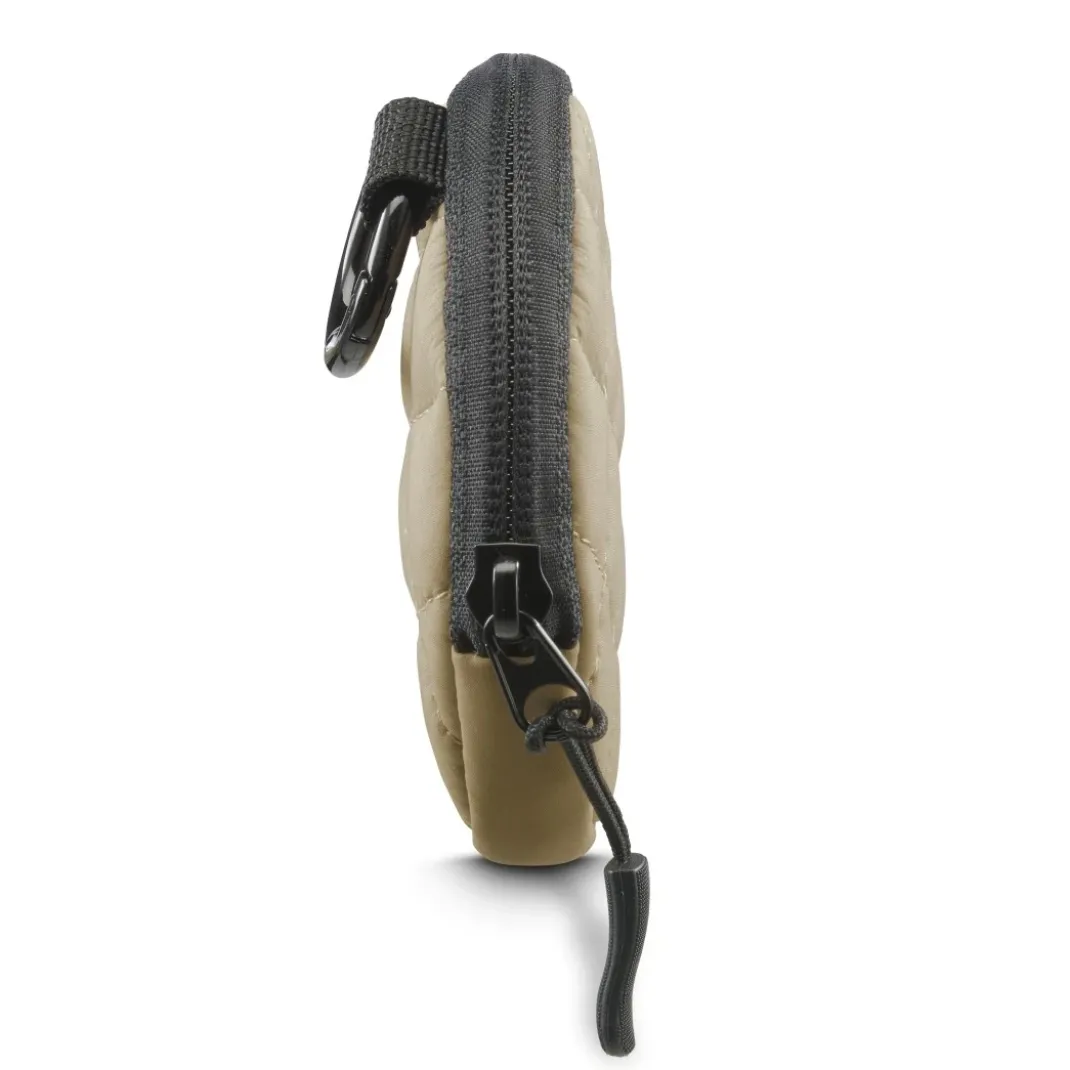 Kopfhörertasche für In-Ear und Zubehör, Karabiner, rund, Organizer, Beige