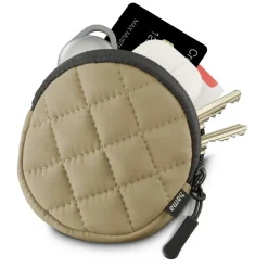 Kopfhörertasche für In-Ear und Zubehör, Karabiner, rund, Organizer, Beige