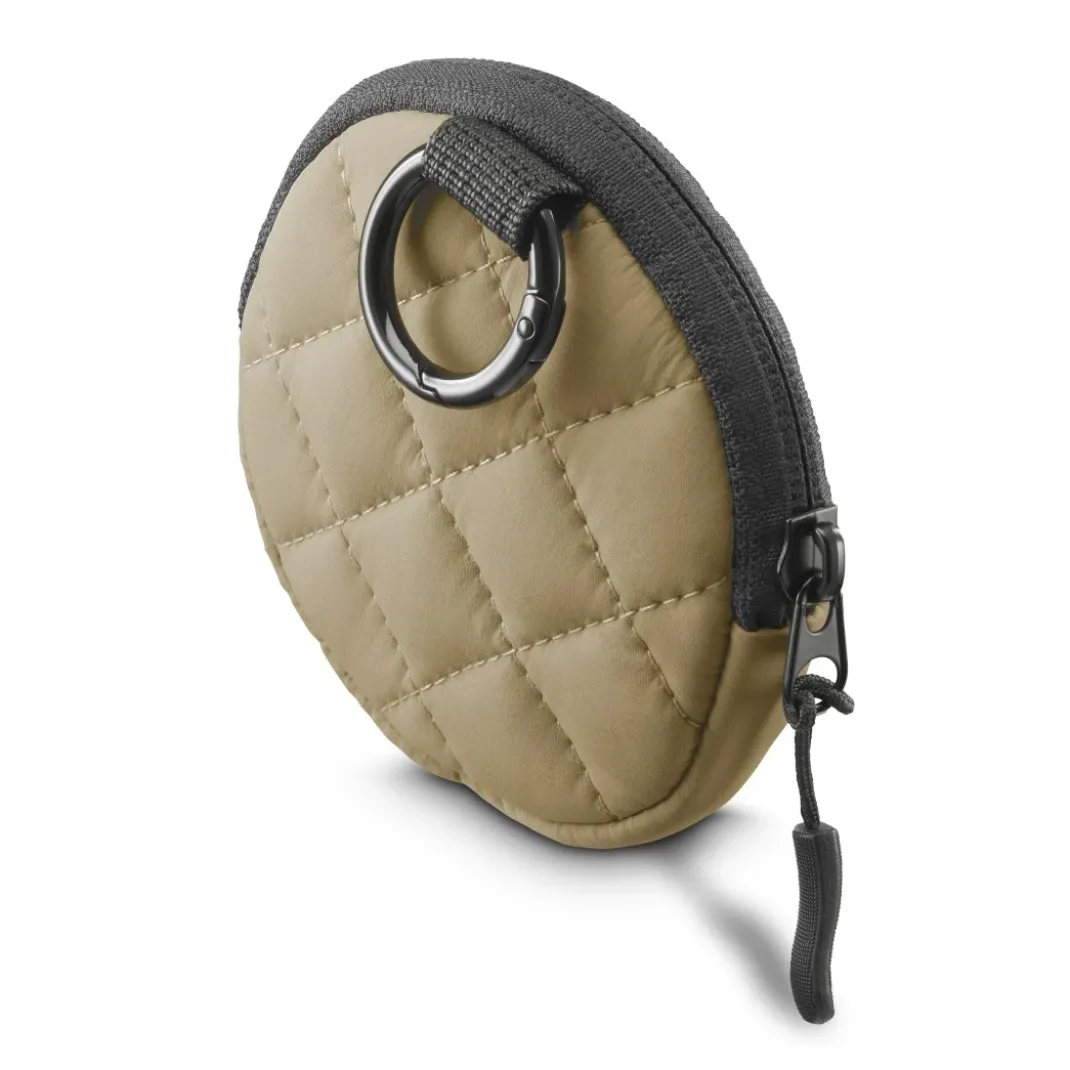 Kopfhörertasche für In-Ear und Zubehör, Karabiner, rund, Organizer, Beige