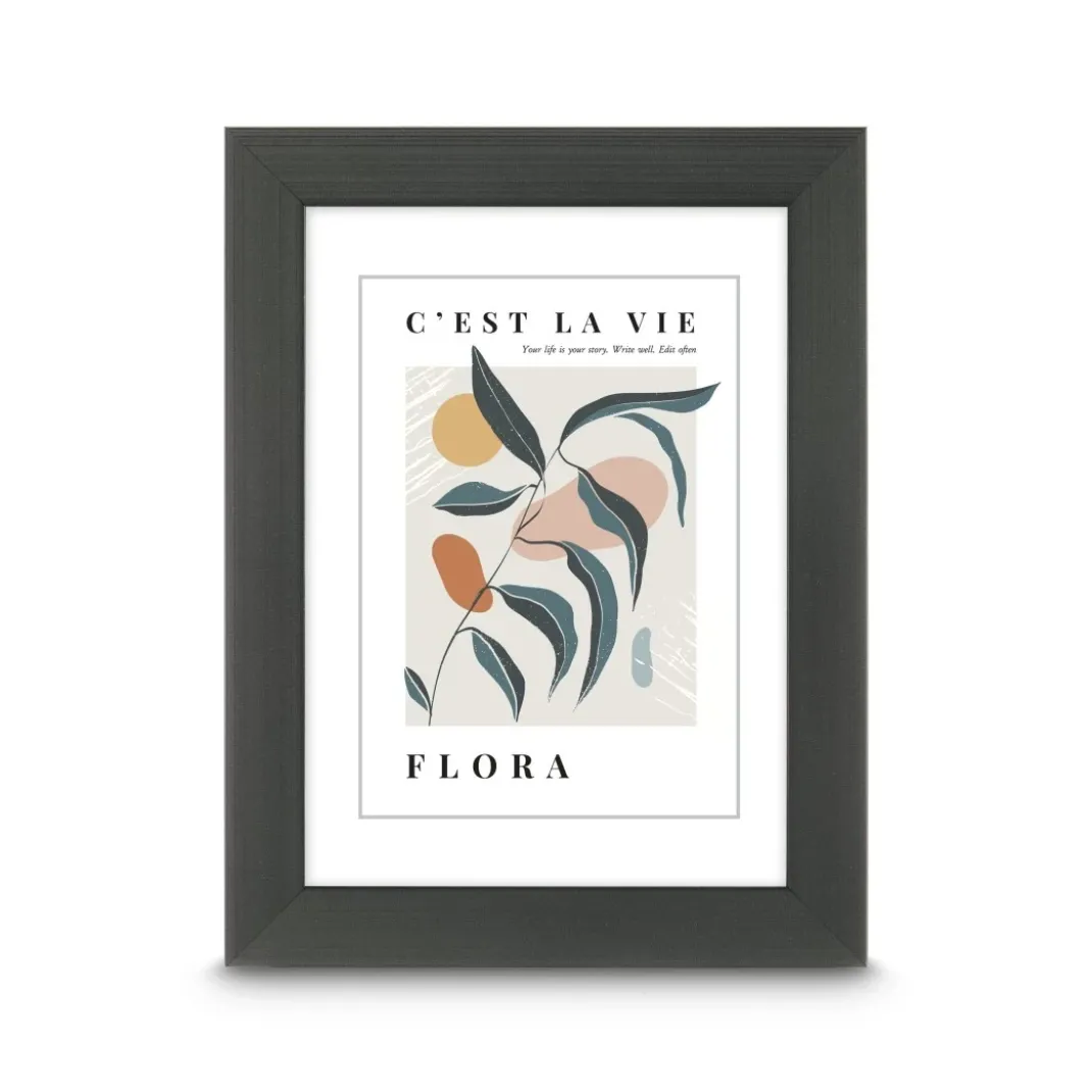 Kunststoffrahmen "Flora", Kontrastgrau, 30 x 40 cm