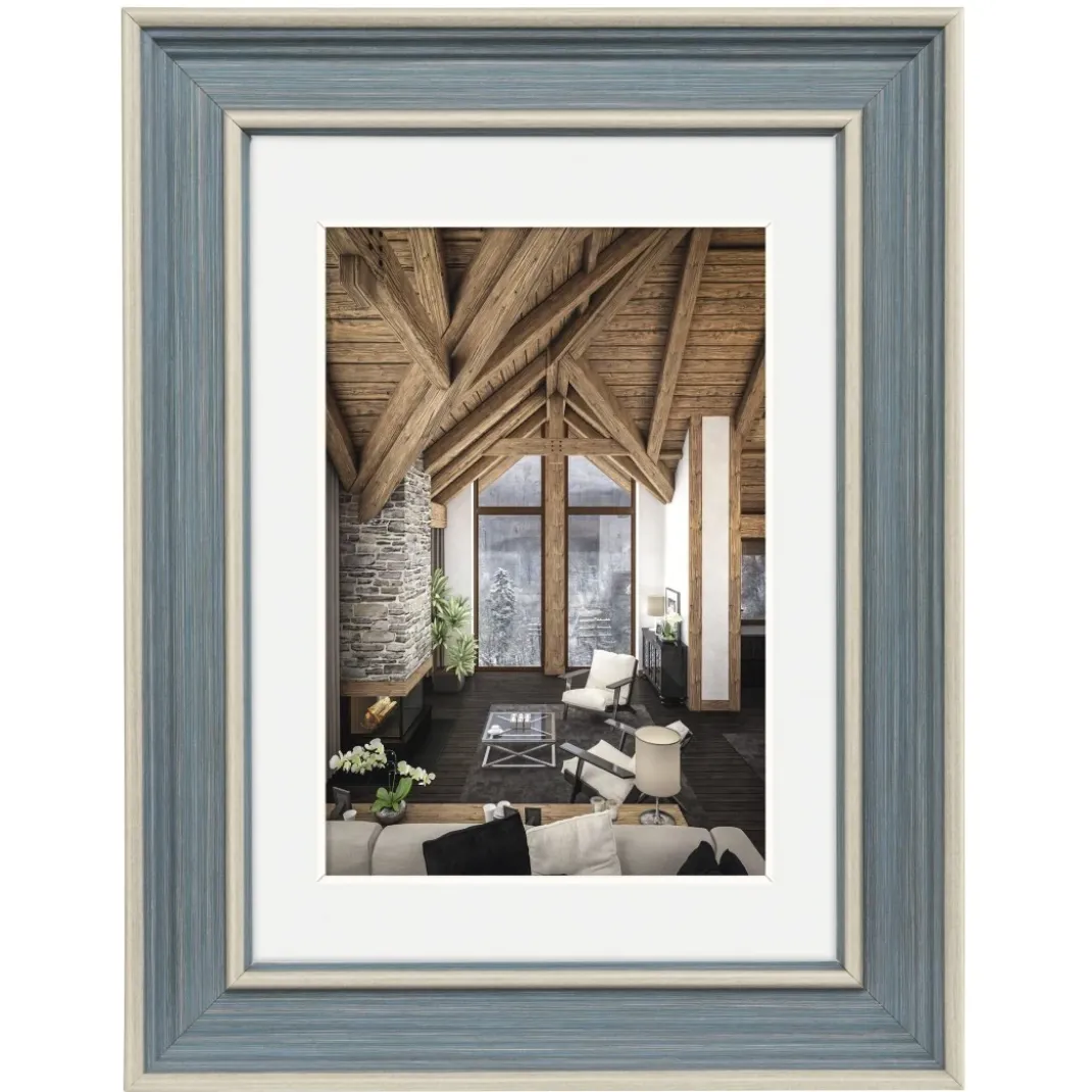 Kunststoffrahmen "Rustic", Grau-Blau, 13 x 18 cm