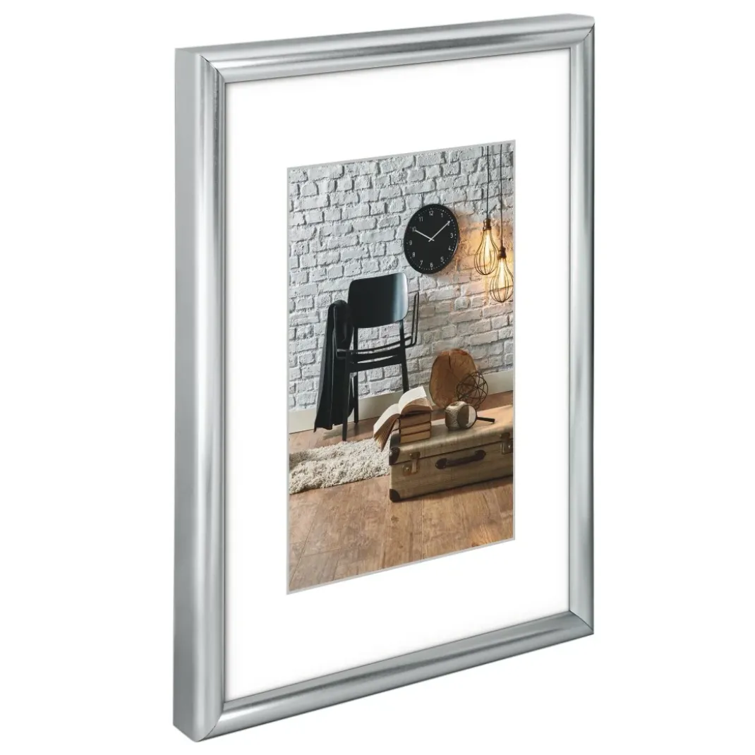 Kunststoffrahmen "Sevilla Dekor", Silber Matt, 13 x 18 cm