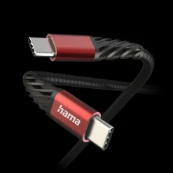 Ladekabel "Extreme", USB-C - USB-C, 1,5 m, Nylon, Schwarz/Rot