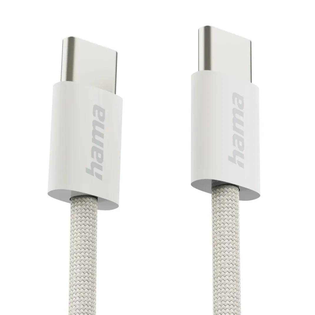 Ladekabel "Fabric", USB-C - USB-C, 1m, Nylon, Beige