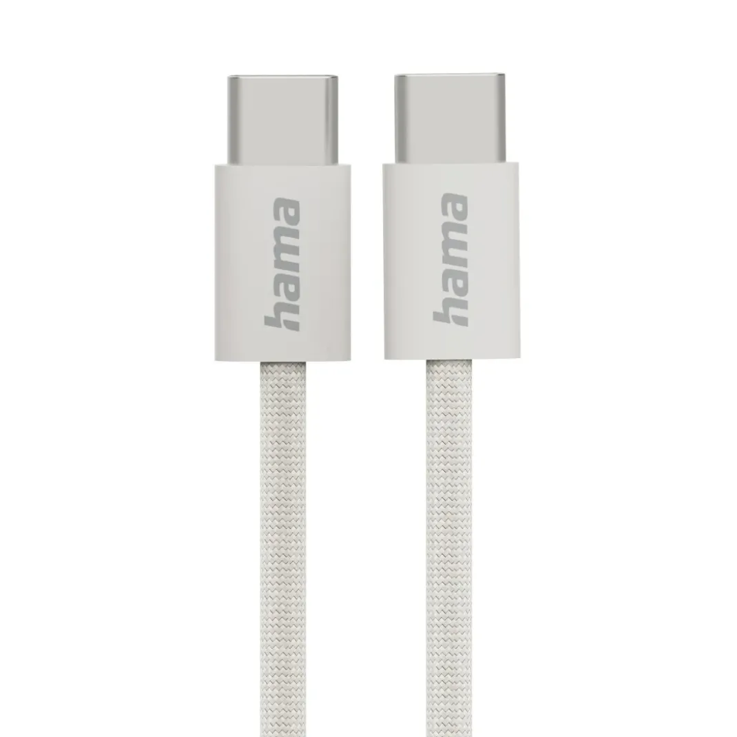 Ladekabel "Fabric", USB-C - USB-C, 1m, Nylon, Beige