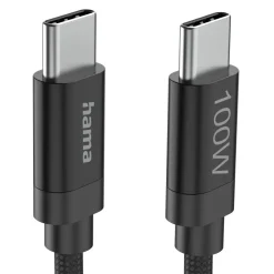 Ladekabel "Fabric", USB-C - USB-C, 100W, 3 m, Nylon, Schwarz