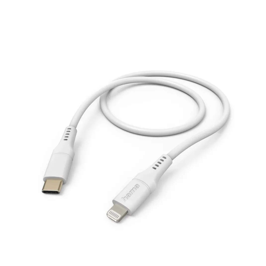 Ladekabel "Flexible", USB-C - Lightning, 1,5 m, Silikon, für iPhone, Weiß