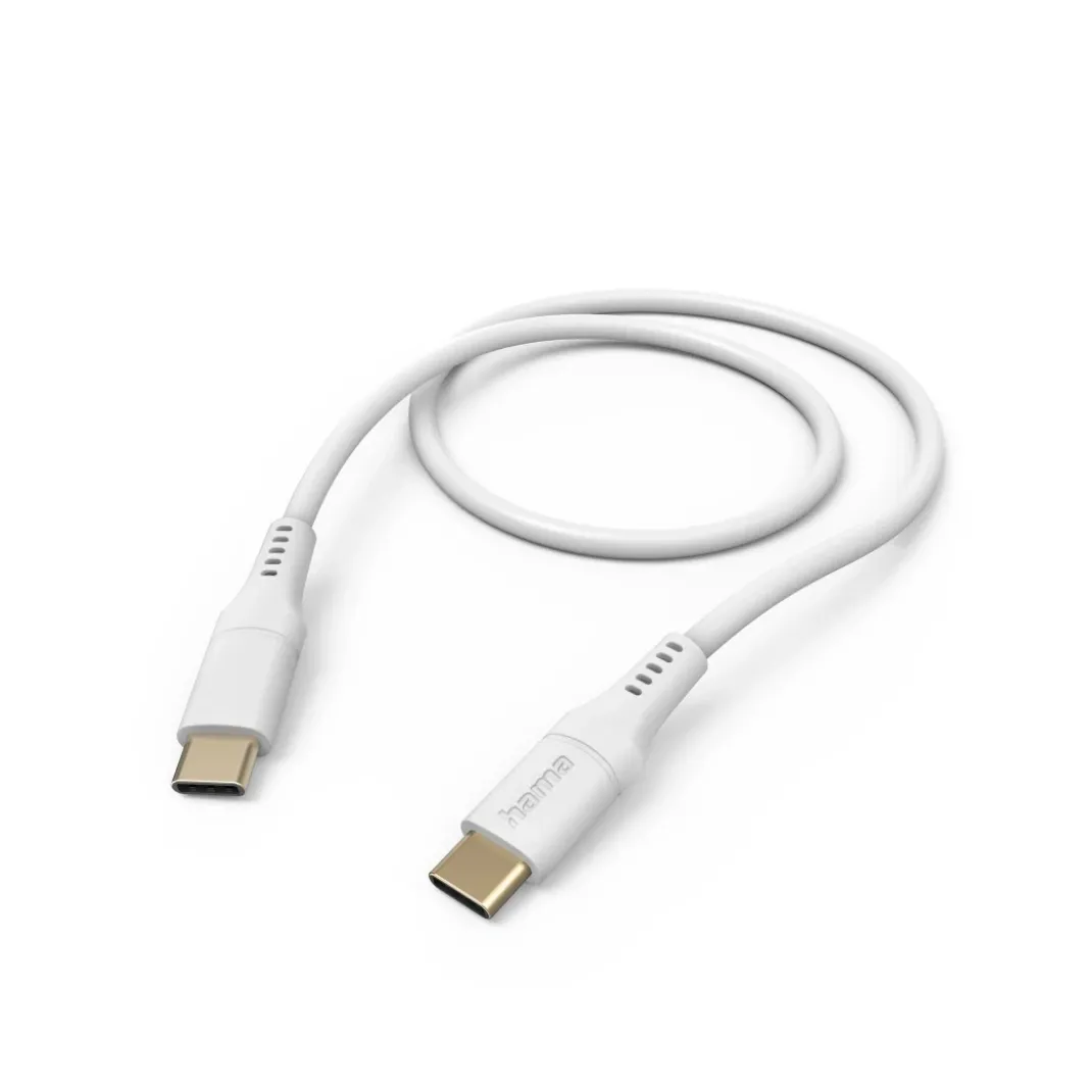 Ladekabel "Flexible", USB-C - USB-C, 1,5 m, Silikon, Weiß