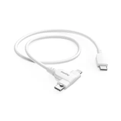 Ladekabel 2-in-1, USB-C - USB-C oder Lightning, MFI, 1,5 m, Weiß