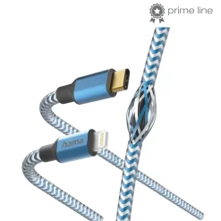Ladekabel "Reflective", USB-C - Lightning, 1,5 m, Nylon, Blau