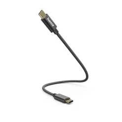 Ladekabel, USB-C - USB-C, 0,2 m, Nylon, Schwarz