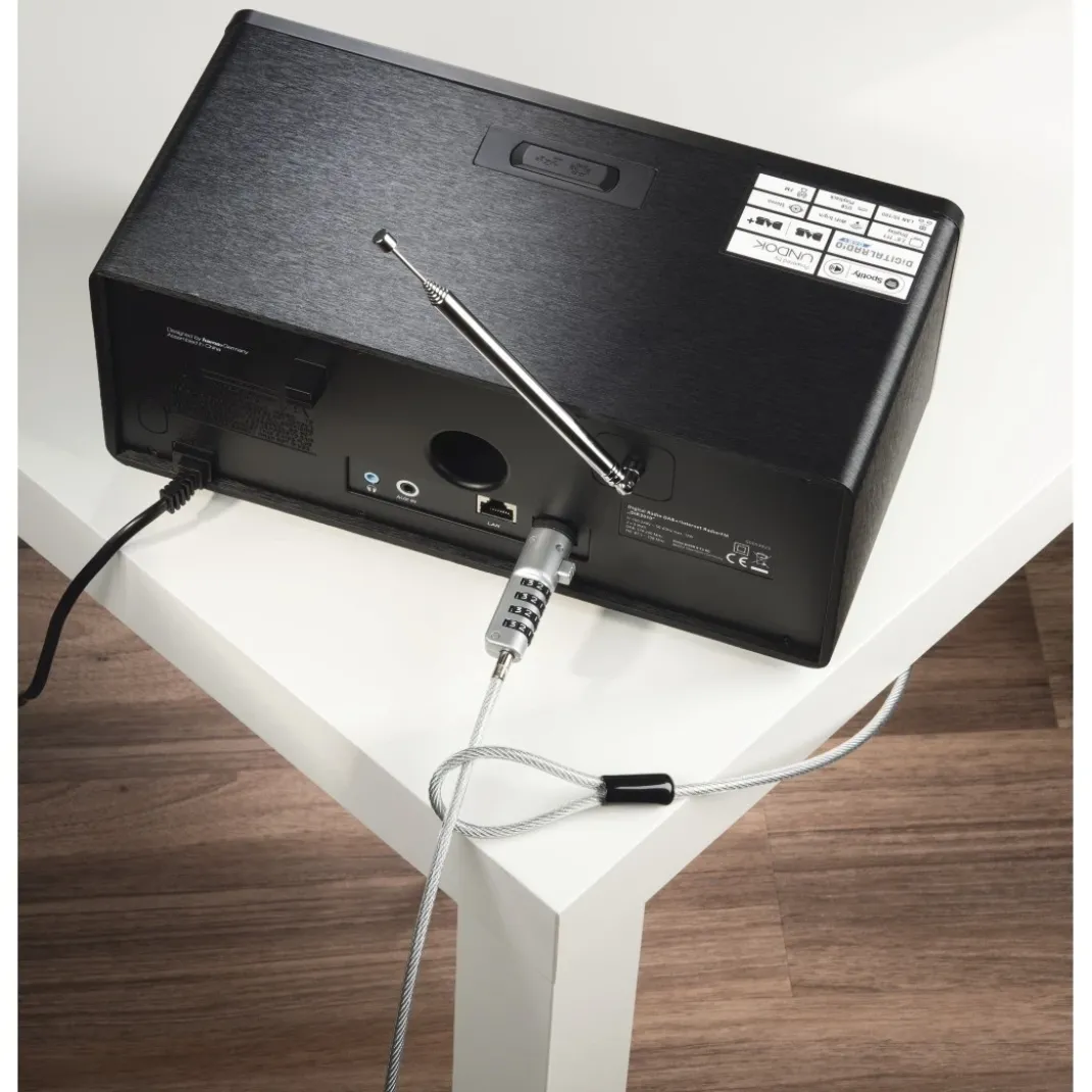 Laptopschloss "USB", Zahlenschloss 4-stellig, Carbonstahl, Silber