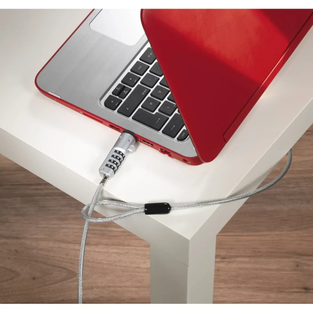 Laptopschloss "USB", Zahlenschloss 4-stellig, Carbonstahl, Silber