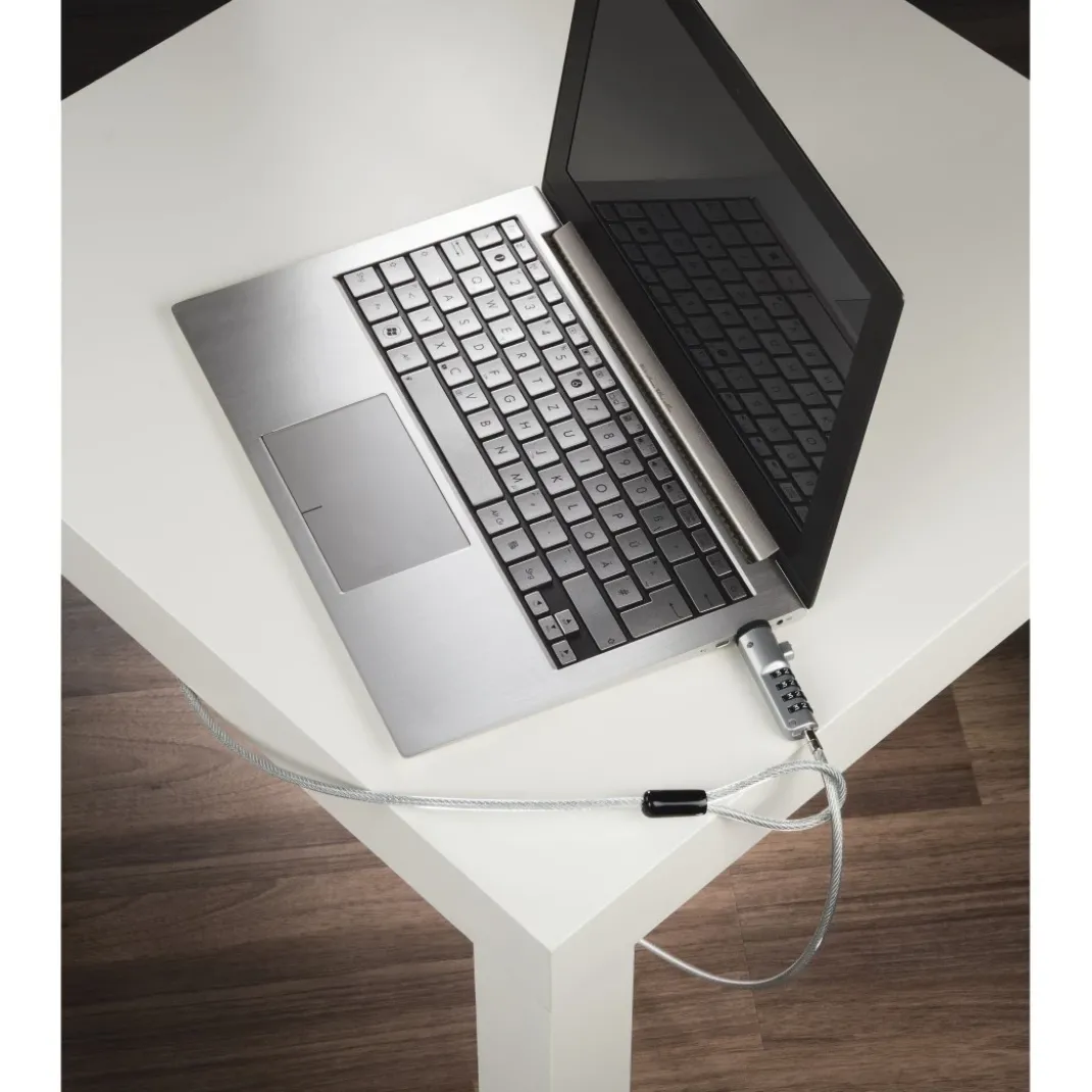 Laptopschloss "USB", Zahlenschloss 4-stellig, Carbonstahl, Silber