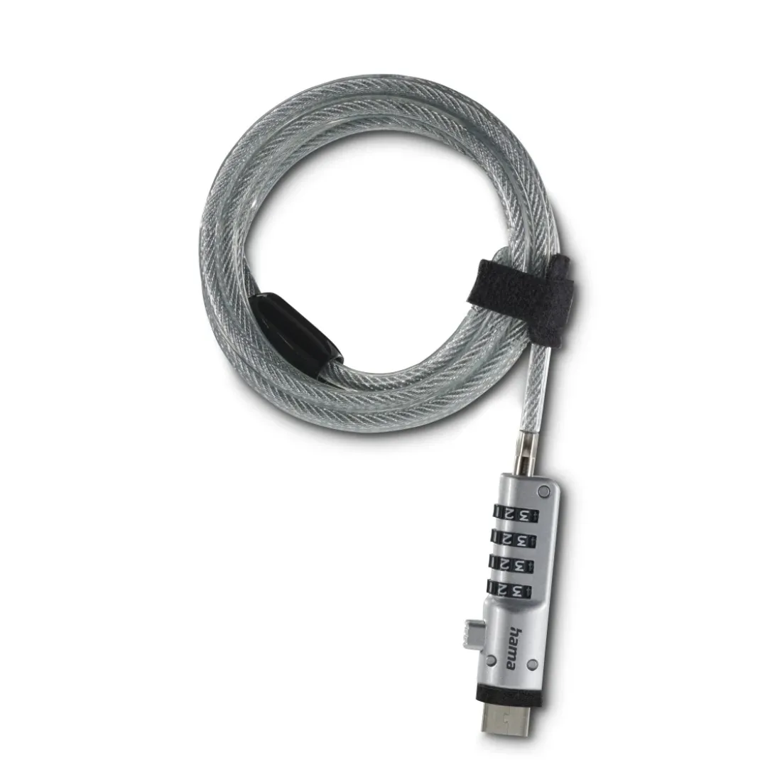 Laptopschloss "USB", Zahlenschloss 4-stellig, Carbonstahl, Silber