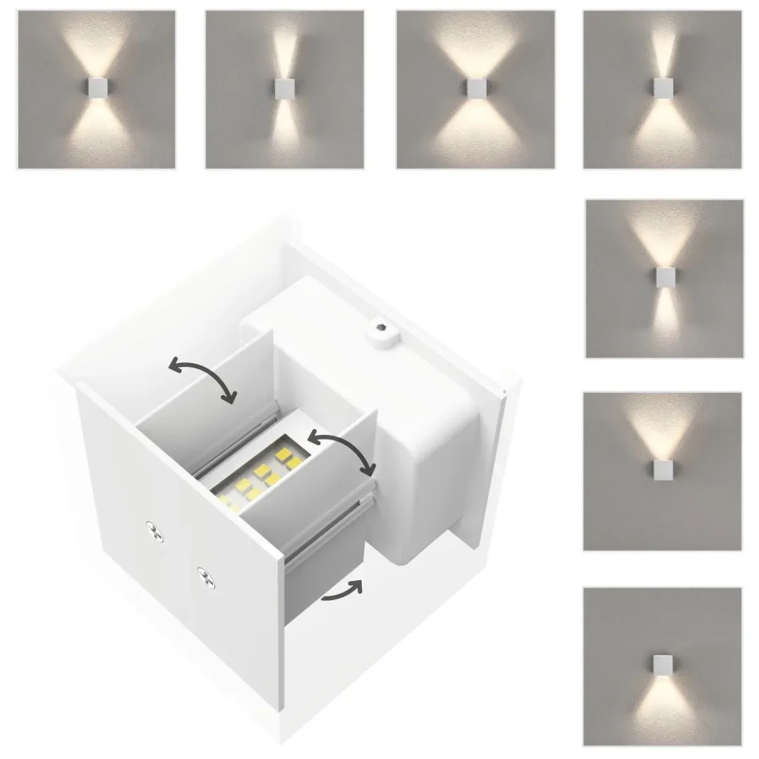 LED Wandlampe für innen und außen, WLAN, App- u. Sprachsteuerung, Weiß