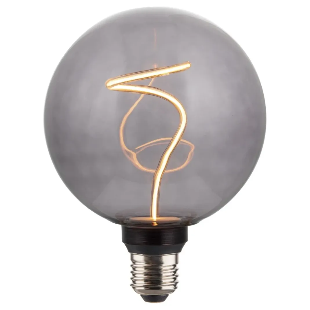 LED-Filamentlampe, E27, Globe G125, smoke, klar, extra Warmweiß, dimmbar
