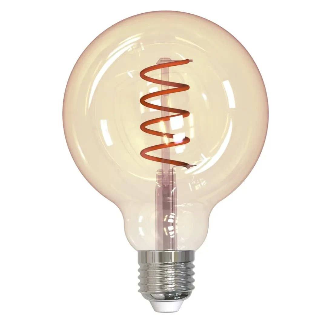 LED-Filamentlampe, E27, Globe G95, amber, klar, extra Warmweiß, dimmbar