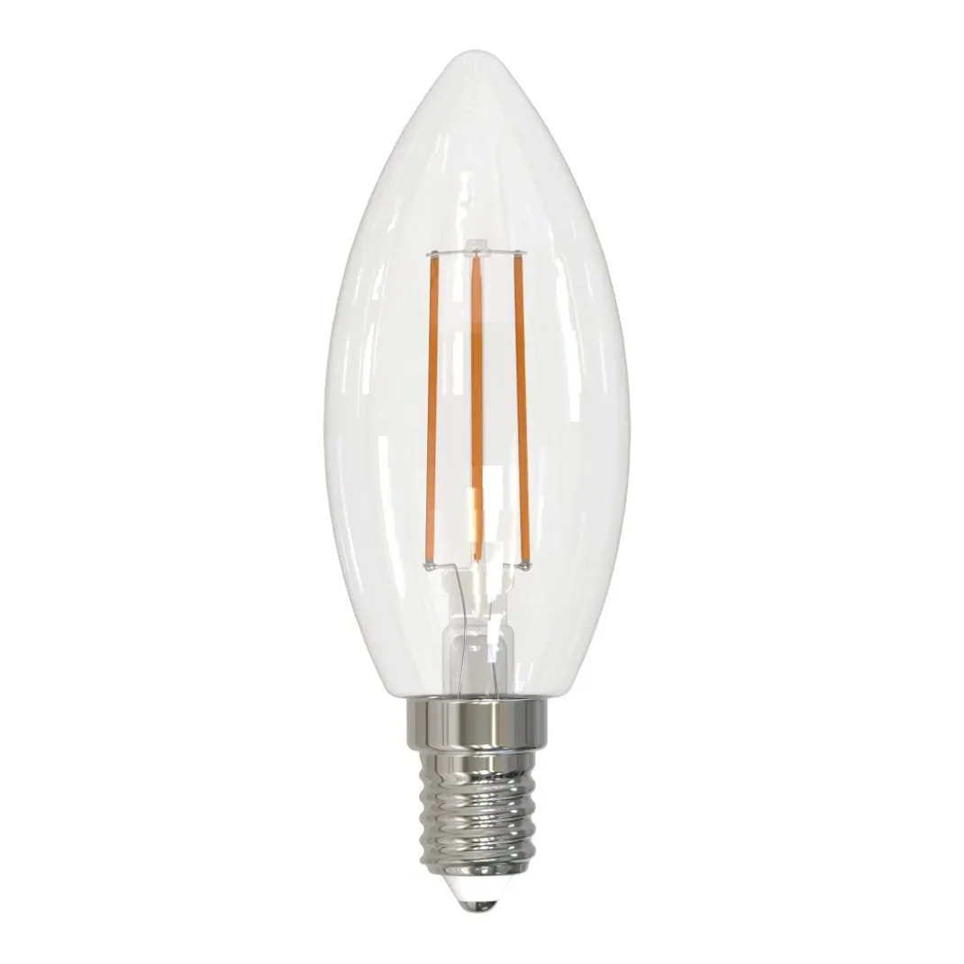 LED-Filamentlampe, E14, 470lm ersetzt 40W, Kerze C35, klar, Warmweiß, 2 St.