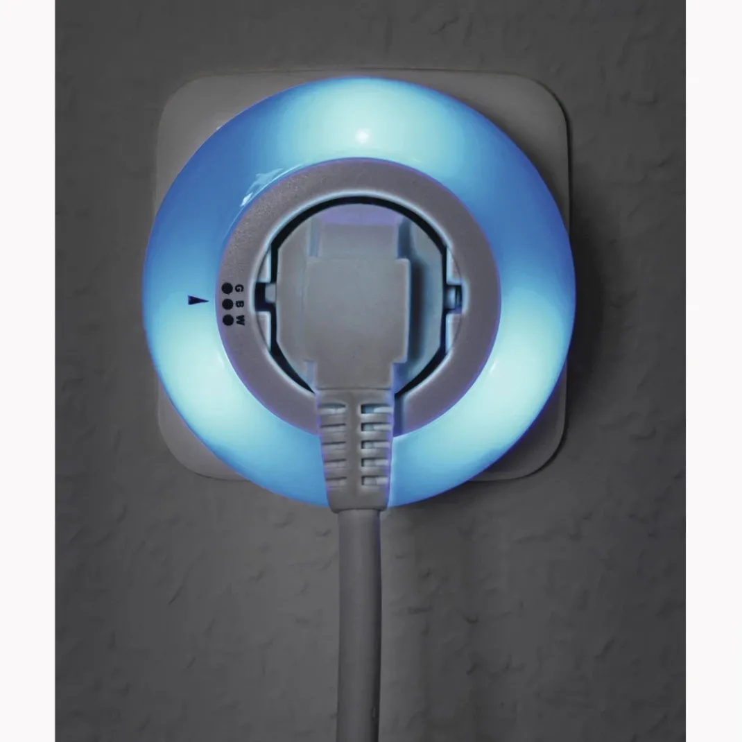 LED-Nachtlicht "Circle Colour" m. integr. Steckdose, Lichtsensor, 3 Farben
