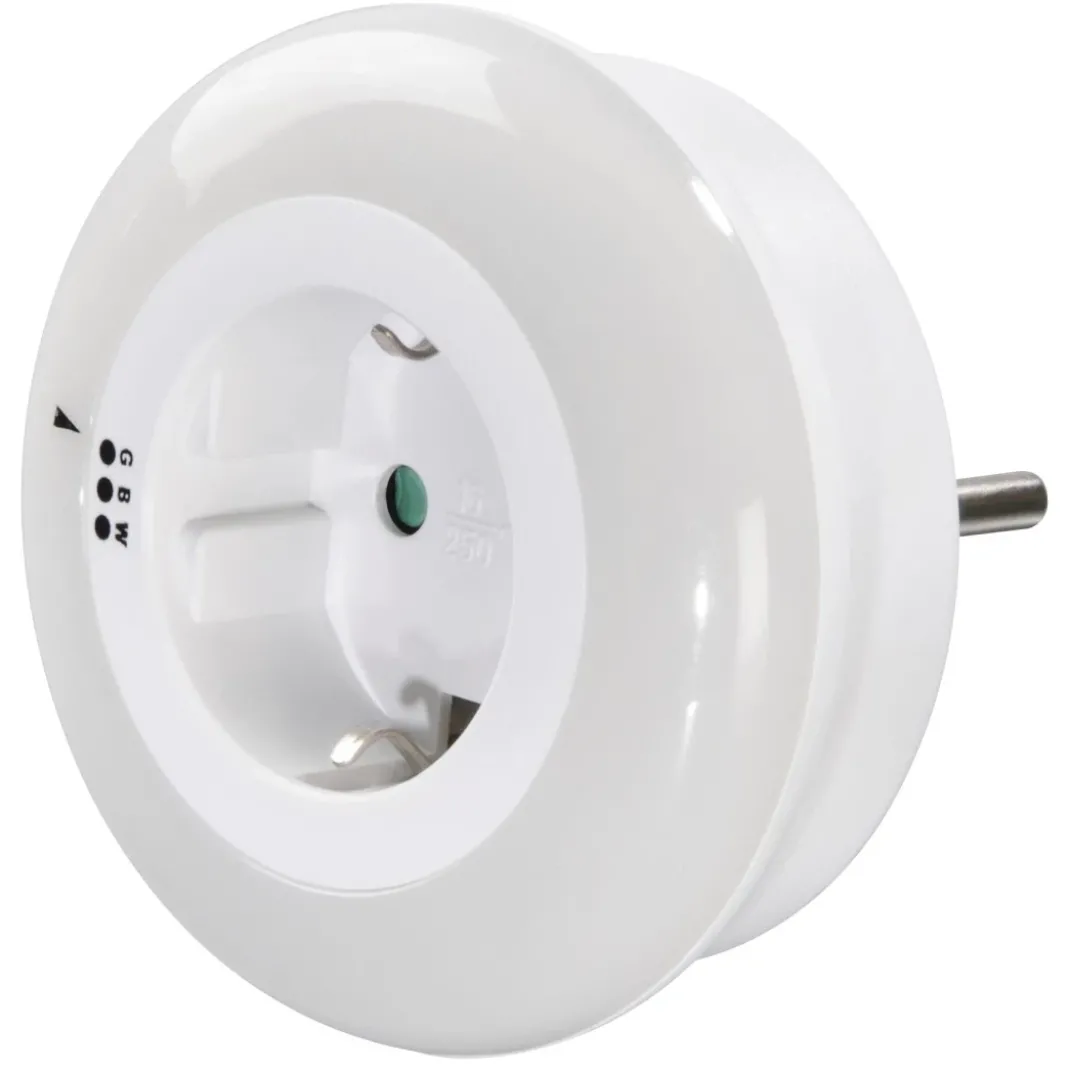 LED-Nachtlicht "Circle Colour" m. integr. Steckdose, Lichtsensor, 3 Farben