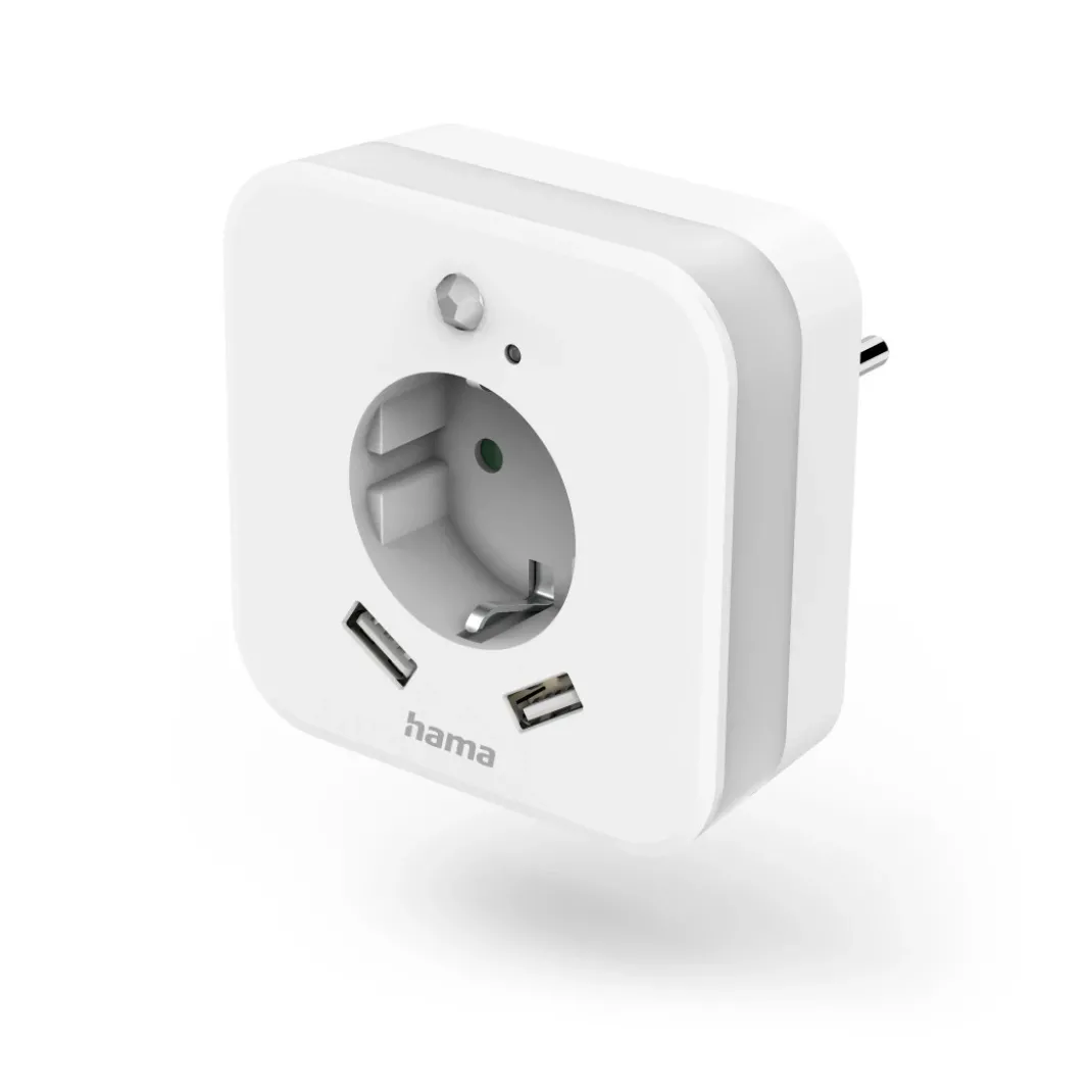 LED-Nachtlicht mit Steckdose, 2 USB-Ausgänge, Bewegungs- und Lichtsensor