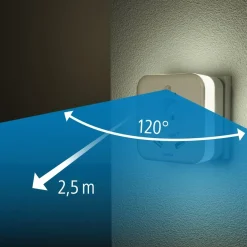 LED-Nachtlicht mit Steckdose, 2 USB-Ausgänge, Bewegungsmelder, Lichtsensor