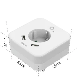 LED-Nachtlicht mit Steckdose, 2 USB-Ausgänge, Bewegungsmelder, Lichtsensor