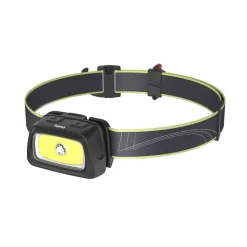 LED-Stirnlampe "HL350", Batterien, COB, Kopflampe, Warnlicht, Pfeife,7 Modi