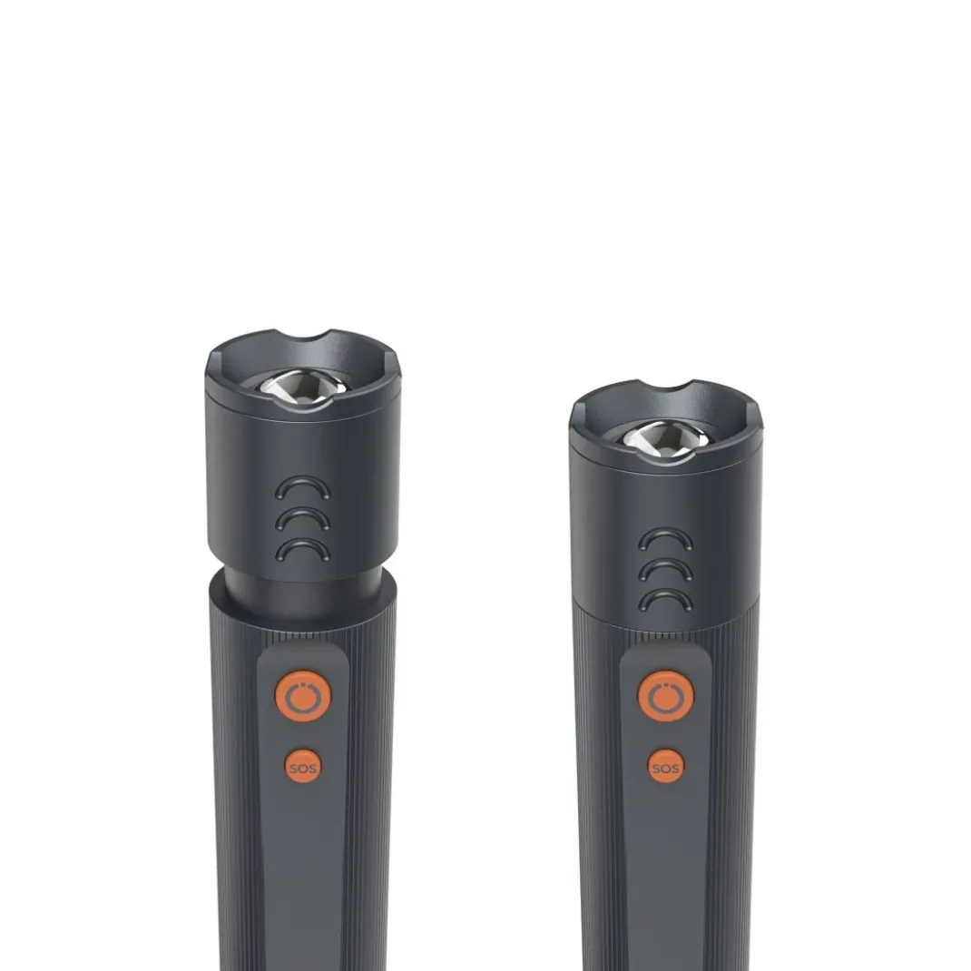 LED-Taschenlampe "FLX350", Batterien, stoßfest, Aluminium, 4 Modi+SOS, Zoom
