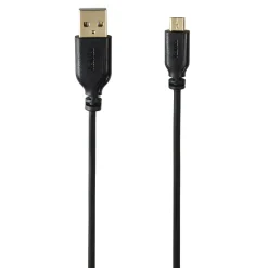 Micro-USB-Kabel, vergoldet, verdrehsicher, Schwarz, 0,75 m