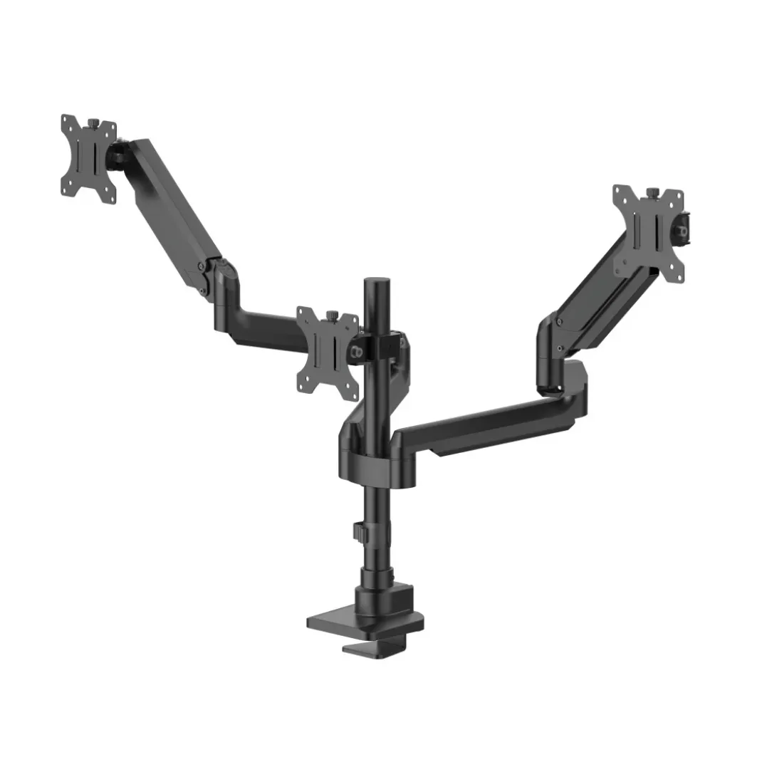 Monitorhalterung, 3 Monitore, Gasfeder, vollbeweglich, 17" - 32", Schwarz