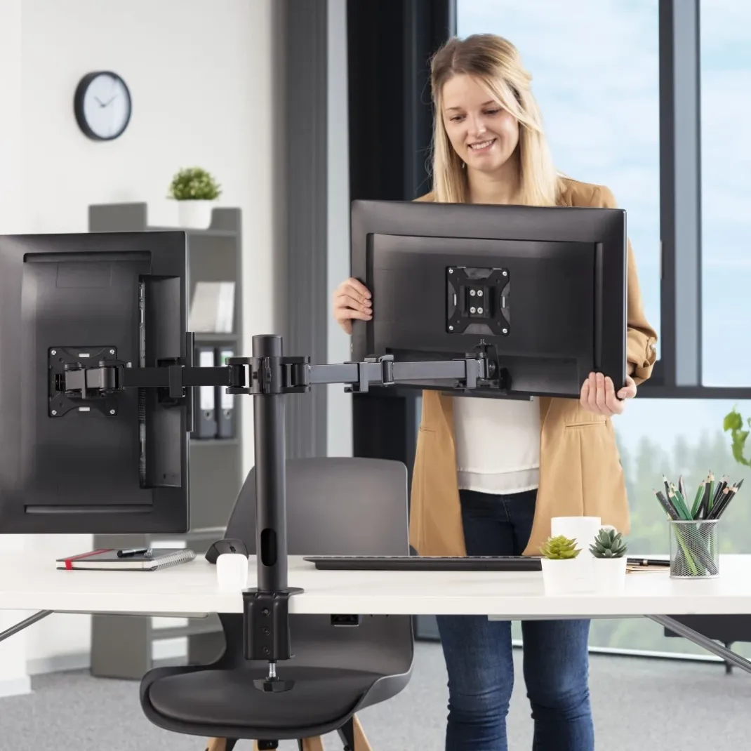 Monitorhalterung, 2 Monitore, höhenverstellbar, schwenk-/neigbar, 13“ - 35"