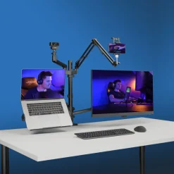 Monitorhalterung für Streaming Setup, 4 Arme, höhenverstellbar, schwenkbar