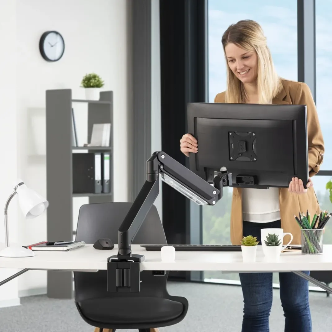Monitorhalterung, mit Gasfeder höhenverstellbar, schwenk-/neigbar, 13"-35"
